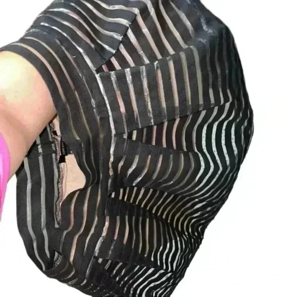 Forever 21 peplum skirt Medium/Large Black sheer stripe - Picture 6 of 8